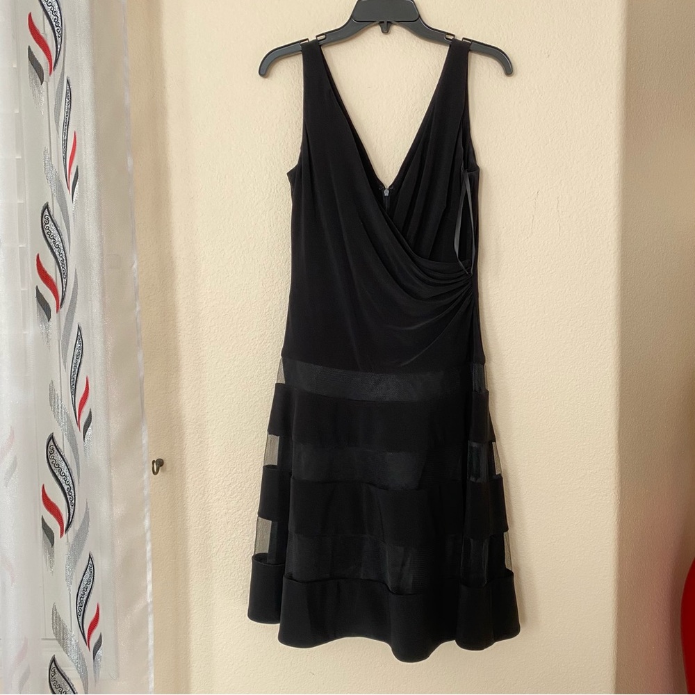 Ralph Lauren Black Tiered Mesh Faux Wrap Dress - Picture 10 of 15